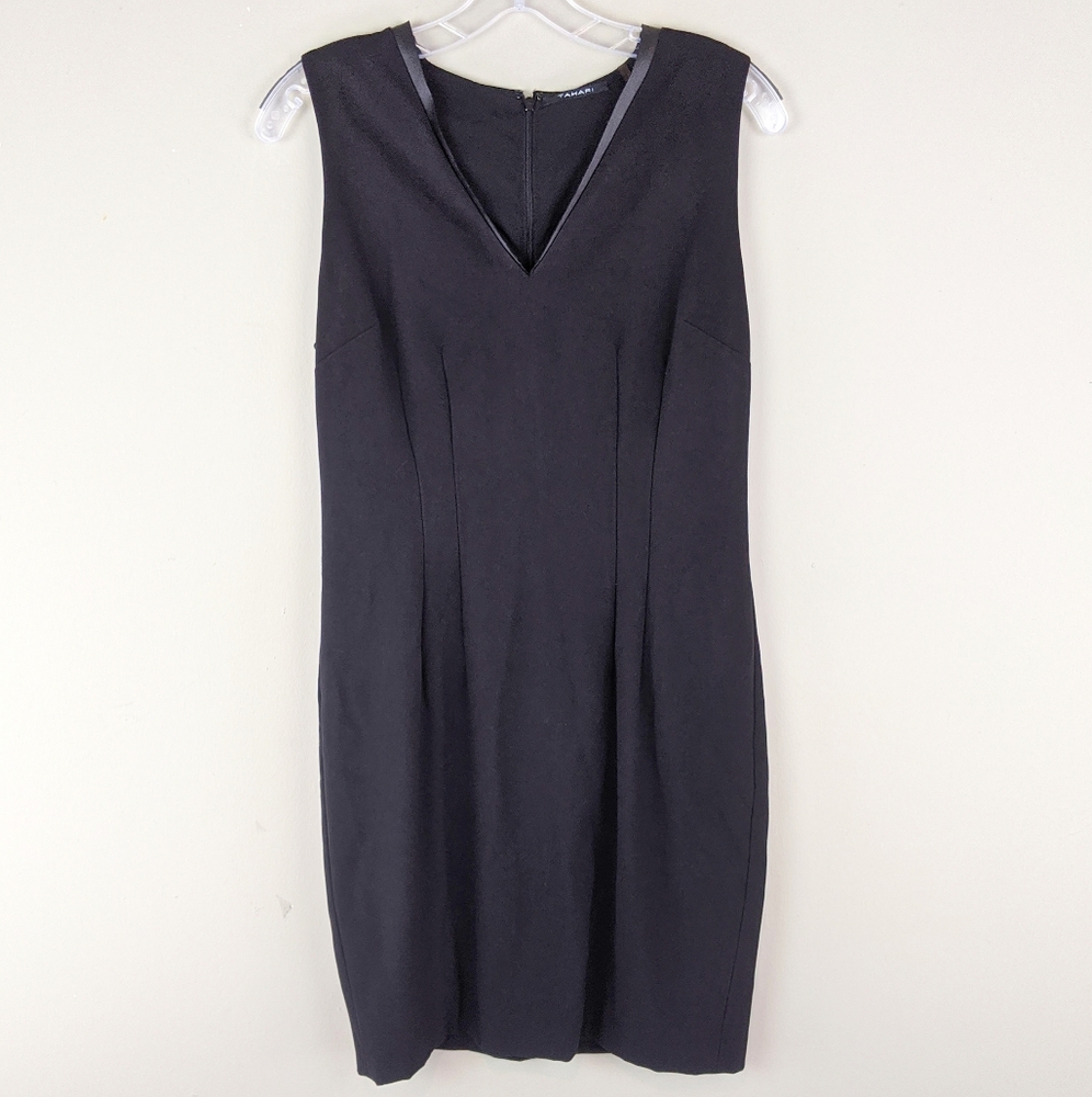 Tahari | Black Leather Collar Dress - E78